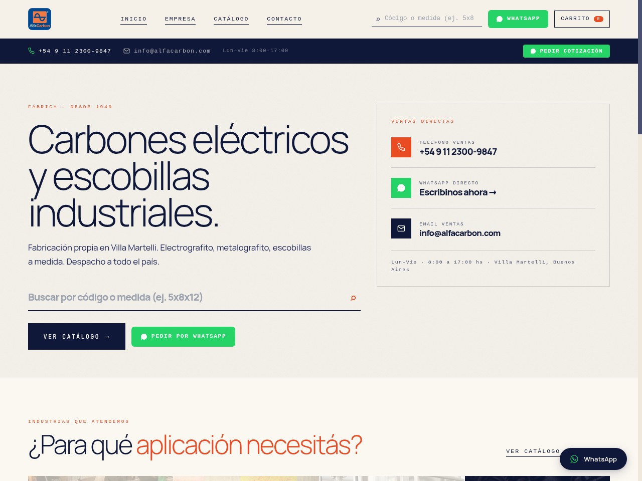 Diseño web para Alfa Carbon — productos de carbono y grafito industrial en Argentina
